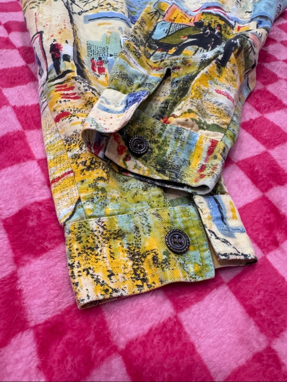 Artistic Blue & Yellow Painted Button-Down Shirt Jacket - Picture 5 of 6